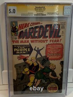 Daredevil #4 Cgc O/w Pages Signed By Stan Lee. 1st Appearance Of Purple Man