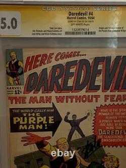 Daredevil #4 Cgc O/w Pages Signed By Stan Lee. 1st Appearance Of Purple Man
