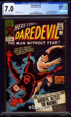 Daredevil #7 CGC 7.0, Daredevil VS. Sub-Mariner, 1st Red Costume, Marvel 1965
