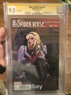 EDGE OF SPIDER-VERSE #2 VARIANT/LAND CGC SS 9.2 1st NM Signed Stan Lee GWEN 125