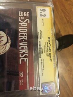 EDGE OF SPIDER-VERSE #2 VARIANT/LAND CGC SS 9.2 1st NM Signed Stan Lee GWEN 125