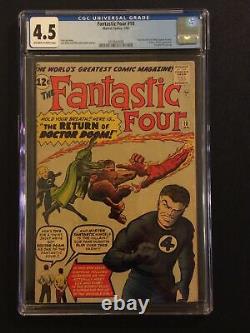 FANTASTIC FOUR #10 Comic CGC 4.5 DOCTOR DOOM Marvel 1963 Jack Kirby STAN LEE