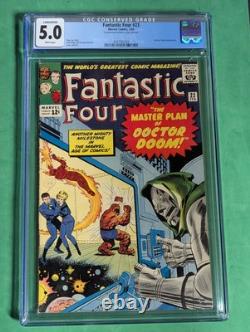 FANTASTIC FOUR #23 CGC 5.0 White Pages, Cover Cleaned, DOCTOR DOOM KIRBY 1964