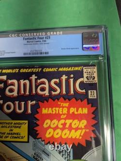 FANTASTIC FOUR #23 CGC 5.0 White Pages, Cover Cleaned, DOCTOR DOOM KIRBY 1964