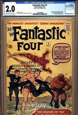 FANTASTIC FOUR #4 CGC 2.0 1st, S. A. App. Sub Mariner! Marvel Comics 1962