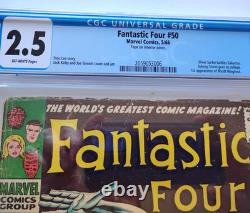 FANTASTIC FOUR # 50 CGC 2.5 1966 Classic cover Jack Kirby & Stan Lee