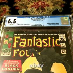 FANTASTIC FOUR #52 CGC 6.5 1st Appearance BLACK PANTHER (1966) WHITE PAGES