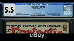 Fantastic Four 1 & 5 Cgc 5.5 Stan Lee Signature 1st App Origin Dr. Doom L@@K