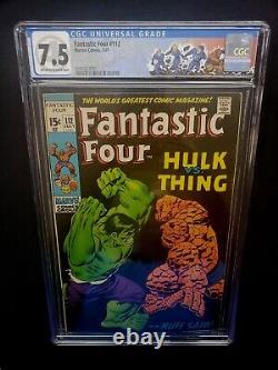 Fantastic Four #112 Thing Vs Hulk Stan Lee Marvel 1971 CGC Custom Label 7.5