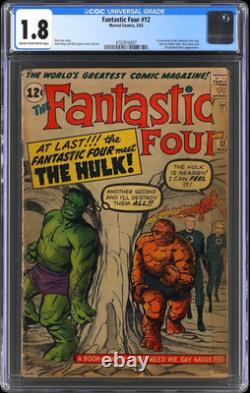 Fantastic Four #12 CGC 1.8 1st meeting of Fantastic Four and Hulk Marvel 1963