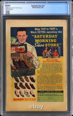 Fantastic Four #12 CGC 1.8 1st meeting of Fantastic Four and Hulk Marvel 1963