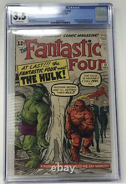 Fantastic Four 12 CGC 3.5 1st Hulk vs Fantastic Four 1963 Marvel Stan Lee RARE