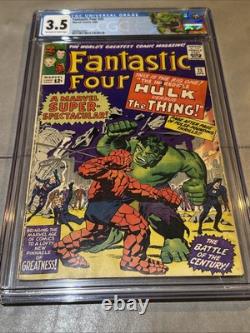 Fantastic Four #25 CGC 3.5 OWithWhite Custom Label, Key + Classic Cover 4/64 Hulk