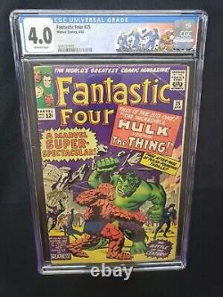 Fantastic Four #25 Thing V Hulk Kirby Stan Lee Marvel 1964 CGC Custom Label 4.0