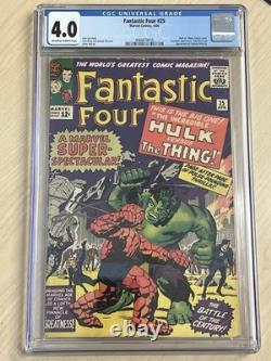 Fantastic Four 25 cgc 4.0 OWithW Pages! Classic Hulk Vs. Thing Cover! 4066874010