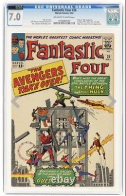 Fantastic Four 26 (1964) CGC 7.0 OWithW, Hulk Vs Thing Concl. Avengers Appearance