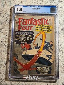 Fantastic Four #3 CGC 1.5 (Marvel Comics 1962) 1st costumes Stan Lee Jack Kirby