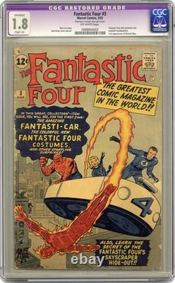 Fantastic Four #3 CGC 1.8 RESTORED 1962 0088844002