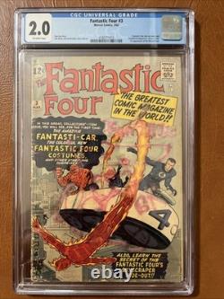 Fantastic Four #3 CGC 2.0, Getting RARE Marvel Comics March 1962 $12 Ship wSign Fantastic Four #3 CGC 2.0, Getting RARE Marvel Comics March 1962 $12 Ship wSign