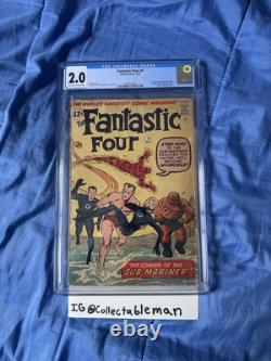 Fantastic Four #4 CGC 2.0 Silver age 1st App of the Sub-Mariner Marvel 1962