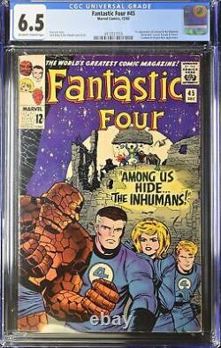 Fantastic Four #45 CGC FN+ 6.5 1st Appearance Inhumans! Stan Lee! Marvel 1965