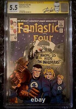 Fantastic Four #45 Cgc Ss 5.5 Signed By Stan Lee Key 1st Inhumans & Lockjaw