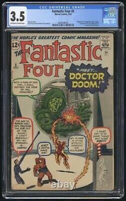 Fantastic Four #5 CGC 3.5 (Marvel 7/62) Full page ad Hulk 1, 1st app Doctor Doom