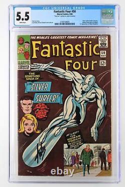 Fantastic Four #50 Marvel 1966 CGC 5.5 Silver Surfer SIGNED by Stan Lee