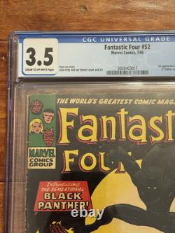 Fantastic Four #52 1966 CGC 3.5 Black Panther 1st Appearance Jack Kirby Stan Lee