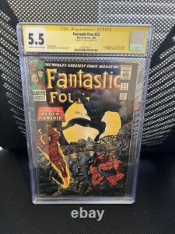 Fantastic Four #52 1966 CGC SS 5.5 Stan Lee Signed 1st App Black Panther! Key