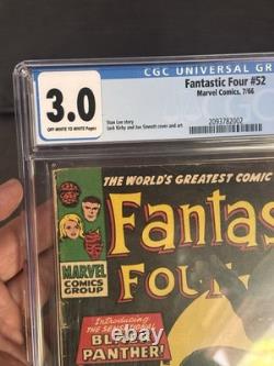 Fantastic Four #52 CGC 3.0 1st App Black Panther Marvel Comics 1966 KEY