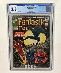 Fantastic Four #52 CGC 3.5 KEY! (1st Black Panther! T'Challa) 1966 Marvel