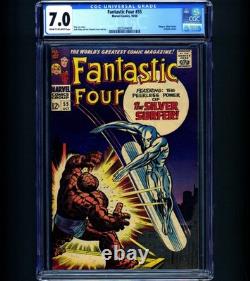 Fantastic Four #55 CGC 7.0 Thing vs Silver Surfer Classic Cover 1966 Galactus
