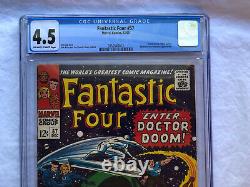 Fantastic Four # 57 CGC 4.5 OWithWP 1966 Stan Lee Classic Kirby Doctor Doom Cover