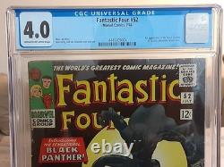 Fantastic Four Issue 52 1966 Silver Age CGC 4.0 1st Appear Black Panther