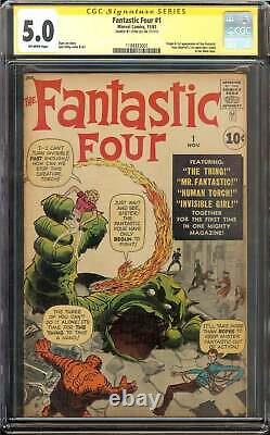 Fantastic Four, Vol. 1 #1 (1961) CGC 5.0 VG/FN SIGNED by STAN LEE 1st team app