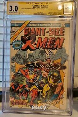 Giant Size X-MEN # 1 CGC SS with SKETCH Signed by Stan Lee, Len Wein, Herb Trimpe