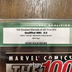 Graded CGC 9.6 NM+ Stan Lee Signed 100 Greatest Marvels Of All Time #10 White