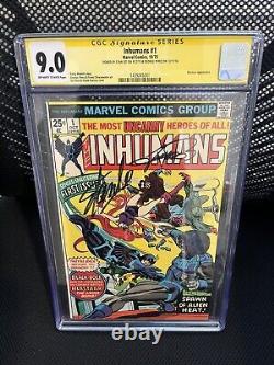 INHUMANS #1 CGC 9.0 SS Signed 2X STAN LEE GEORGE PEREZ 1975 BLACKBOLT