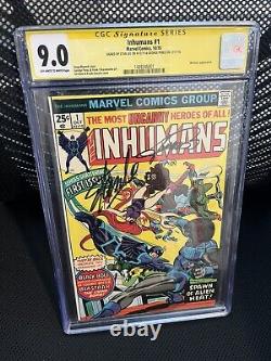 INHUMANS #1 CGC 9.0 SS Signed 2X STAN LEE GEORGE PEREZ 1975 BLACKBOLT