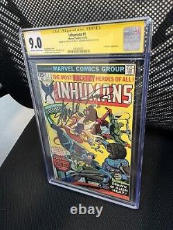 INHUMANS #1 CGC 9.0 SS Signed 2X STAN LEE GEORGE PEREZ 1975 BLACKBOLT