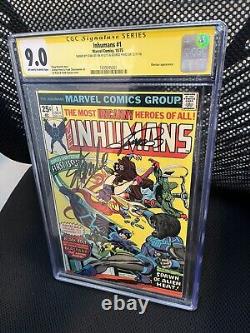 INHUMANS #1 CGC 9.0 SS Signed 2X STAN LEE GEORGE PEREZ 1975 BLACKBOLT