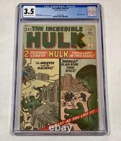 Incredible HULK #4 CGC 3.5 KEY! BRIGHT! (Stan Lee & Jack Kirby art!) 1962 Marvel
