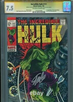 Incredible Hulk #111 Cgc-ss 7.5 Signed Stan Lee & Orig Artist Herb Trimpe 1969