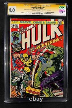 Incredible Hulk #181 CGC 4.0 Signed John Romita Stan Lee Herb Trimpe Comic Book