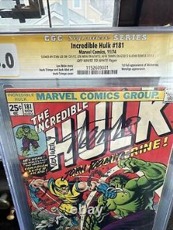 Incredible Hulk 181 cgc 8.0 ss Stan Lee Len Wein Herb Trimpe and John Romita