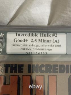 Incredible Hulk #2 Comic Book PGX 2.5 1962, First Appearance of Green Hulk