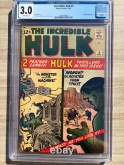Incredible Hulk 4 1962 Marvel Comics CGC G/VG 3.0 4th App Hulk 1st App Mongu
