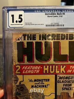 Incredible Hulk 4 CGC 1.5 Stan Lee Jack Kirby And Dick Ayer's Origin Of Hulk