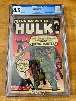 Incredible Hulk #6 CGC 4.5 OW-WT Marvel 1963 Steve Ditko Stan Lee Metal Master